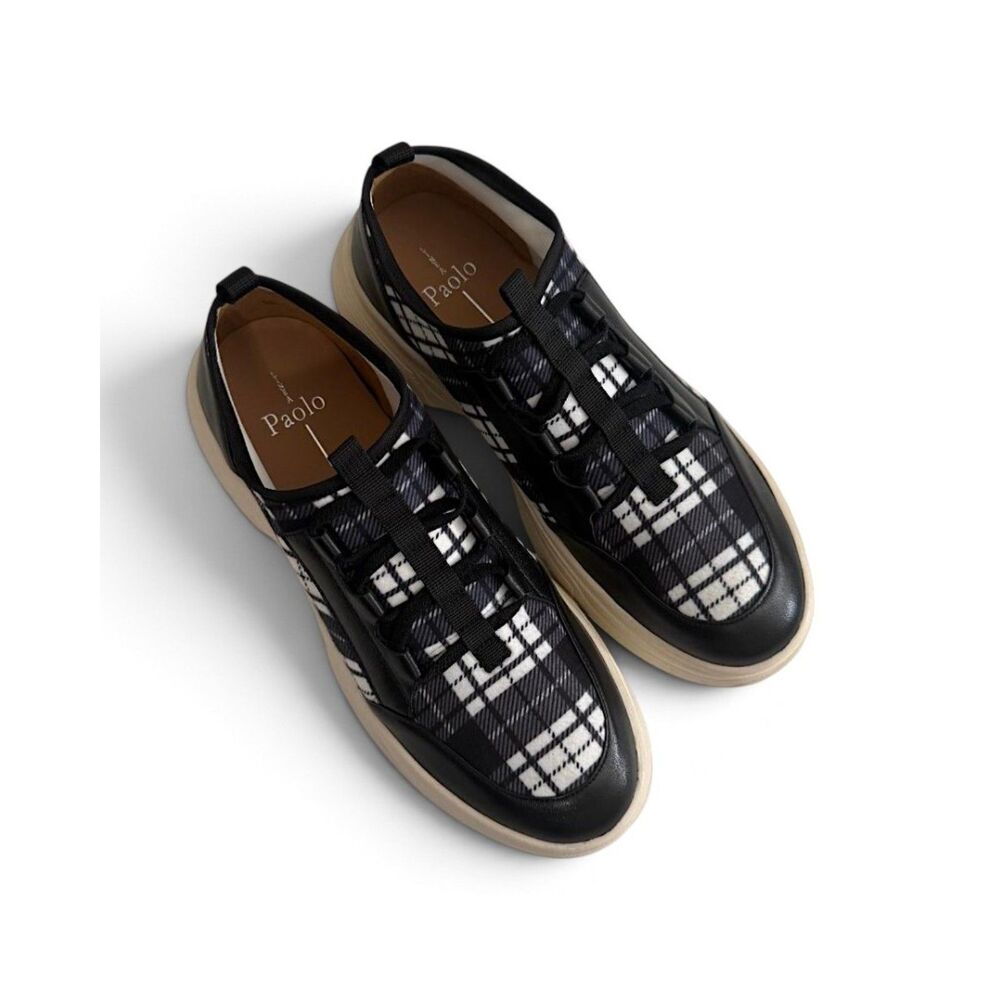 Linea Paolo Rowen Black Plaid Platform Slip On Sneakers - Picture 4 of 7